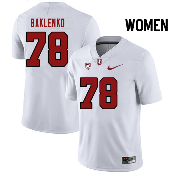 Women #78 Luke Baklenko Stanford Cardinal College Football Jerseys Stitched Sale-White